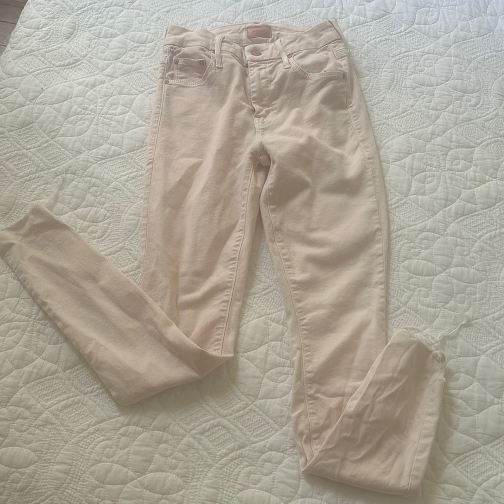 Mother The Looker Ankle pink skinny jeans